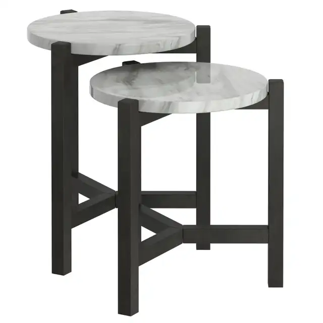SET OF TWO ACCENT NESTING TABLE IN GREY.
