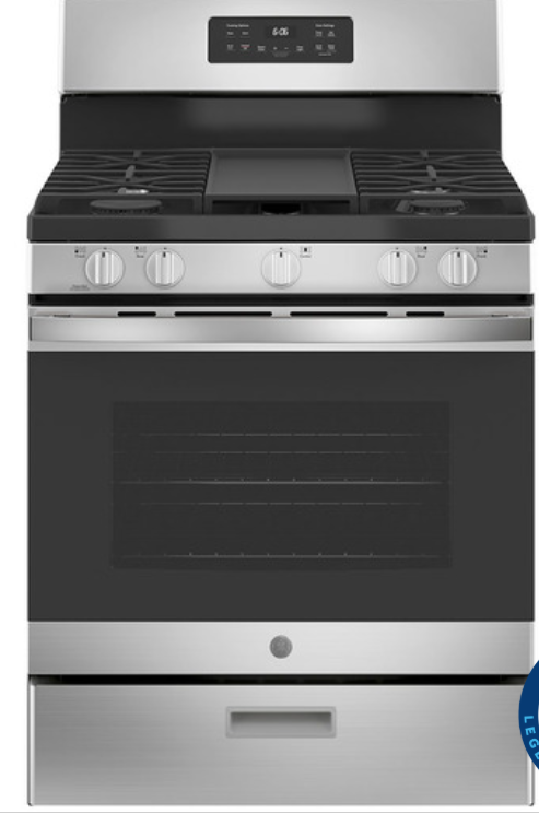 GE 30' Gas Freestanding Range with Broil Drawer Stainless Steel
