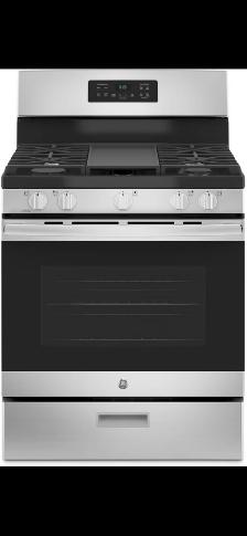 GE 5 Cu. Ft. Gas Stove - 5 Burners & Steam Clean | Stainless - Photo 3