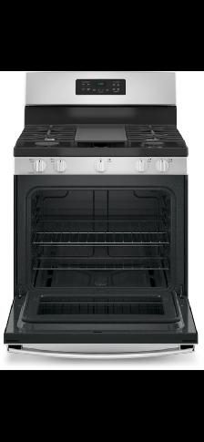 GE 5 Cu. Ft. Gas Stove - 5 Burners & Steam Clean | Stainless - Photo 4