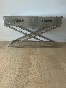 Modern Chrome Console Table – $250