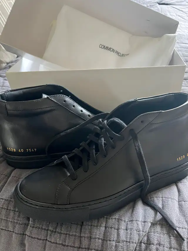 Black Common Project Achilles mid shoes. Brand new.