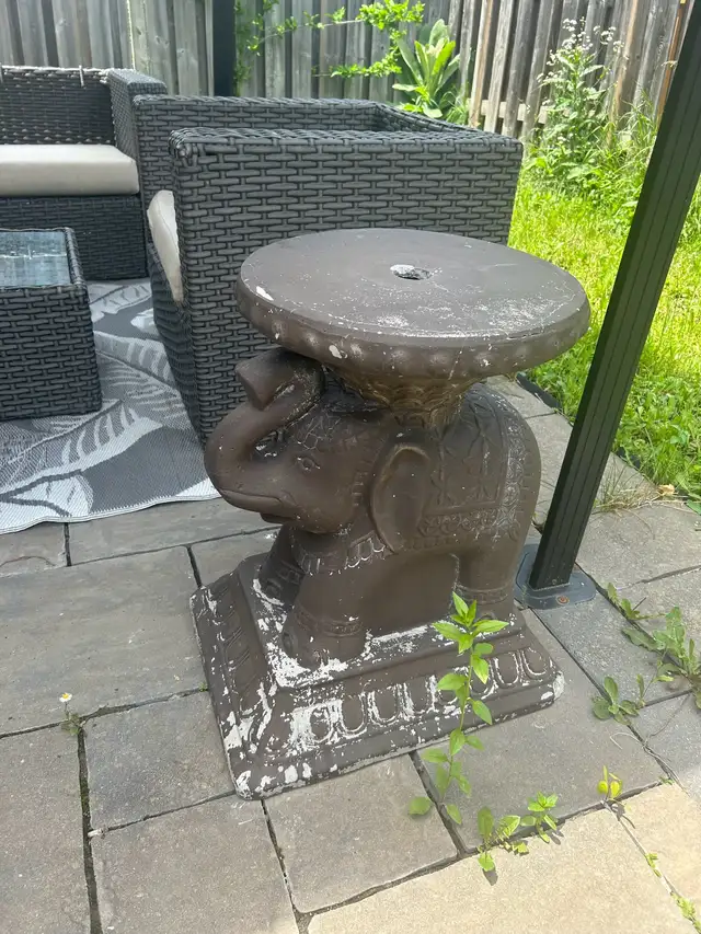 Elephant Garden Table / Umbrella Stand – $75
