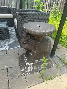 Elephant Garden Table / Umbrella Stand – $75