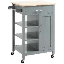 Kitchen Island, Compact Kitchen Cart on Wheels with Open Shelf - Photo 2