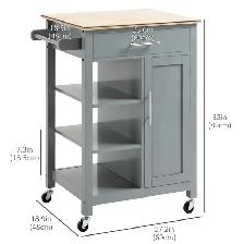 Kitchen Island, Compact Kitchen Cart on Wheels with Open Shelf - Photo 3