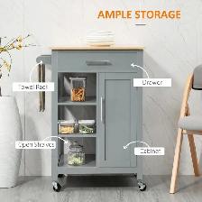Kitchen Island, Compact Kitchen Cart on Wheels with Open Shelf - Photo 4