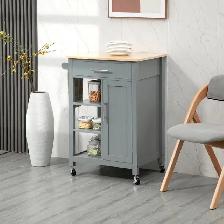 Kitchen Island, Compact Kitchen Cart on Wheels with Open Shelf - Photo 8
