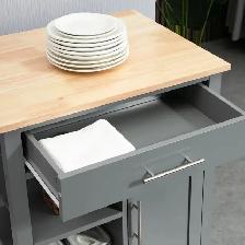 Kitchen Island, Compact Kitchen Cart on Wheels with Open Shelf - Photo 9