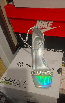 Metalic high heel sandals - Photo 4