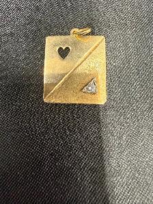 Square Custom Made 10K Gold Pendant with Small Diamond
