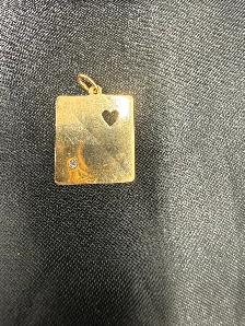 Square Custom Made 10K Gold Pendant with Small Diamond - Photo 2