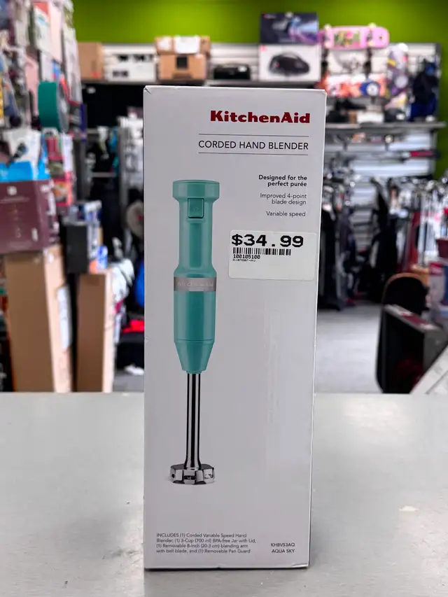 KitchenAid Variable Speed Corded Hand Blender w/Blending Jar-NEW