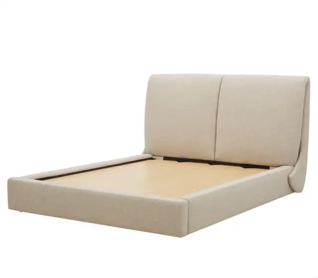 Modern upholstered bedframe in king or queen