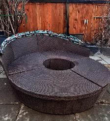 Round Wicker Patio Daybed / Modular Sectional  No Cushions  $300 - Photo 3