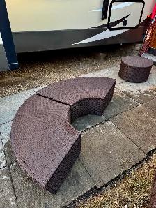 Round Wicker Patio Daybed / Modular Sectional  No Cushions  $300 - Photo 7