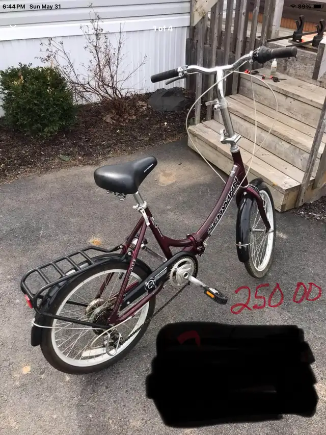 various folding bicycles and cruisers/prices marked on pictures