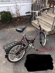 various folding bicycles and cruisers/prices marked on pictures