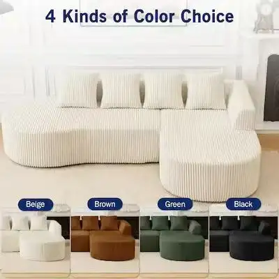 Brand New 113' Boneless Corduroy Sectional Sofa $299 to $359
