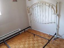 Queen size bed frame with iron rails