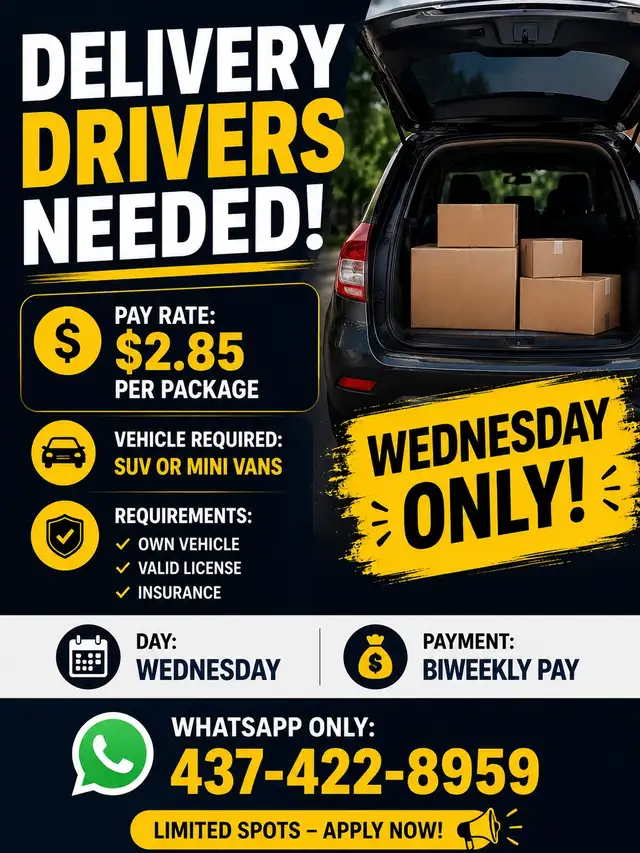 Delivery Drivers Needed – SUV & Minivans