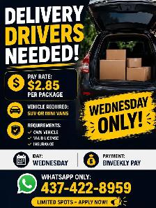 Delivery Drivers Needed – SUV & Minivans