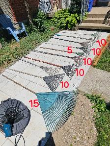 Many Garden Rakes steel and plastic