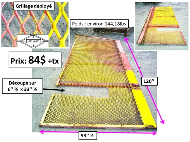 Grillage déployé en losange usagés, dimensions et prix sur photo