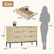 Brand New 6-Drawer Dresser Chest Rattan Doors $249 - Photo 2
