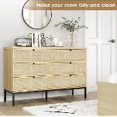 Brand New 6-Drawer Dresser Chest Rattan Doors $249 - Photo 4