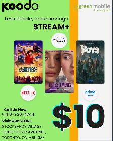 Netflix, Disney , and Prime Video for $10