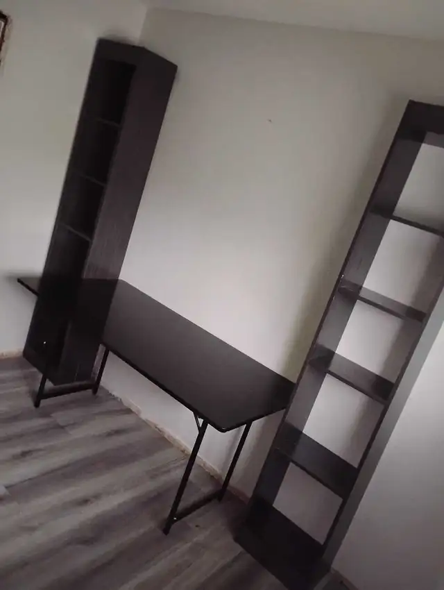 ‼️NEED GONE TODAYBlack Laminate Desk with 2 Cubicle Bookshelves