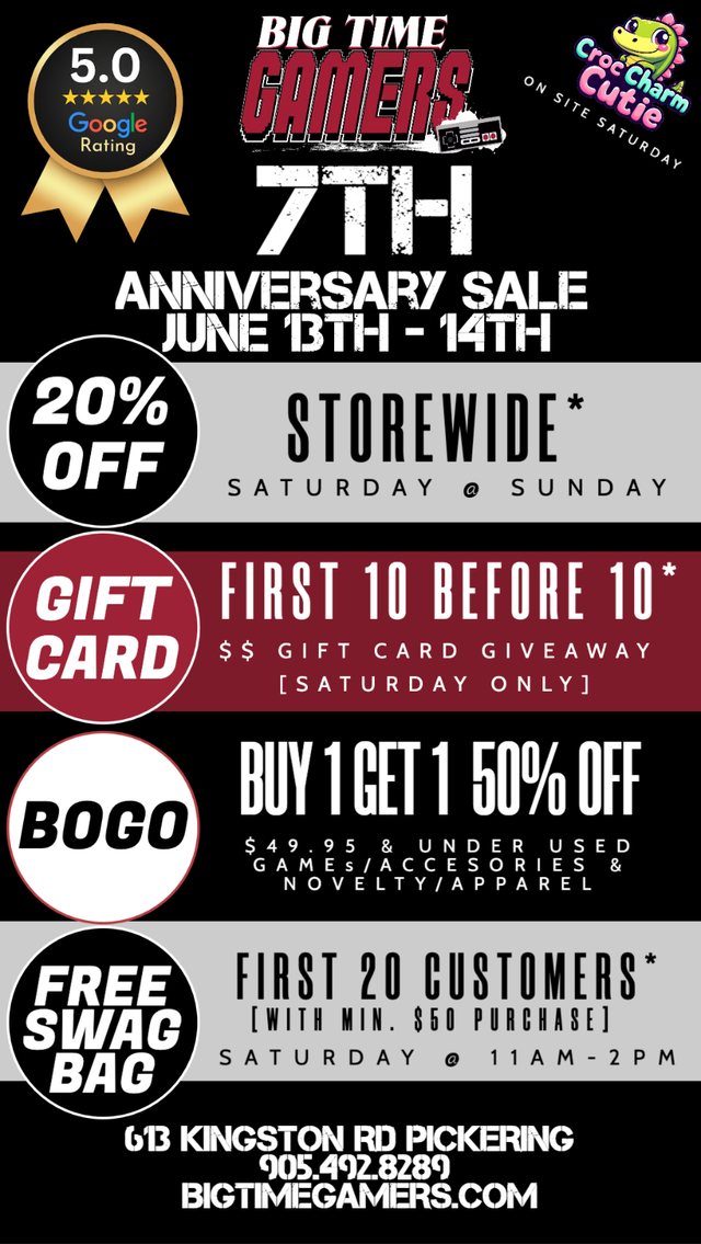 Big Time Gamers 7th Anniversary Sale!