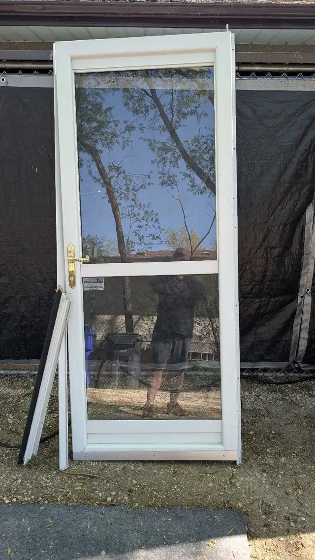 32' x 80 inch full glass storm door with hidden screen