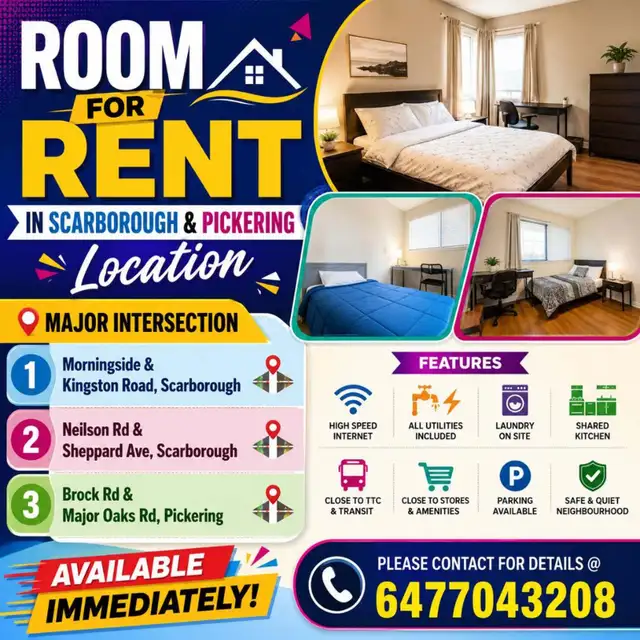 Furnished Rooms for Rent – Scarborough & Pickering
