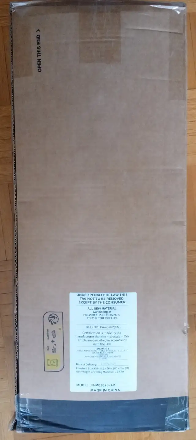 Novilla Memory Foam Mattress Topper 3' Cooling Gel