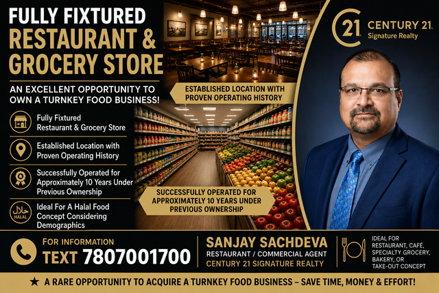 FULLY FIXTURED RESTAURANT & GROCERY STORE FOR SALE
