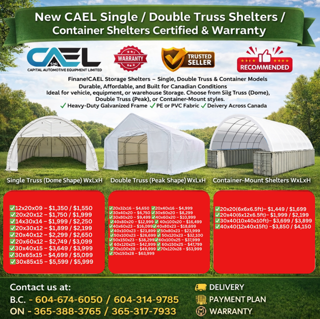 New CAEL Single / Double Truss Shelters / Container Shelters Cer