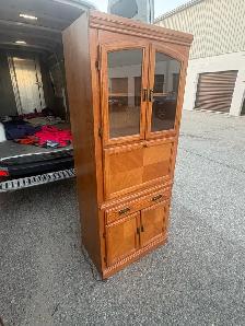 Free delivery used Oak Wood Display Cabinet with Glass Doors - Photo 2