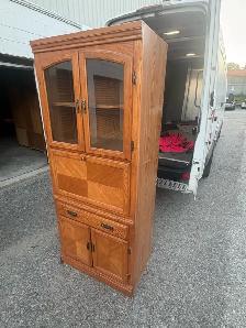 Free delivery used Oak Wood Display Cabinet with Glass Doors - Photo 5