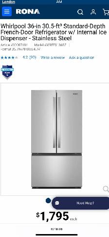 NEW 36" Whirlpool French Door Fridge (Interior Ice Maker) 31 CF - Photo 9