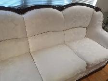 Vintage European Cream Damask Sofa and Armchair Set - Photo 2