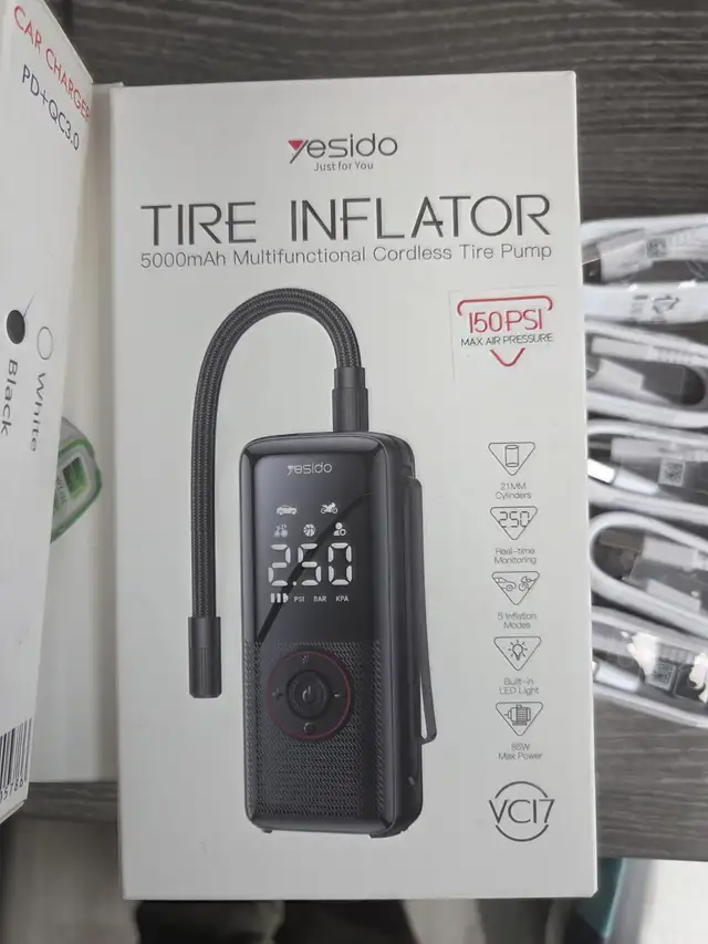 Tire Inflator -  Yesido - VC17 5000mAh Multifunctional Cordless
