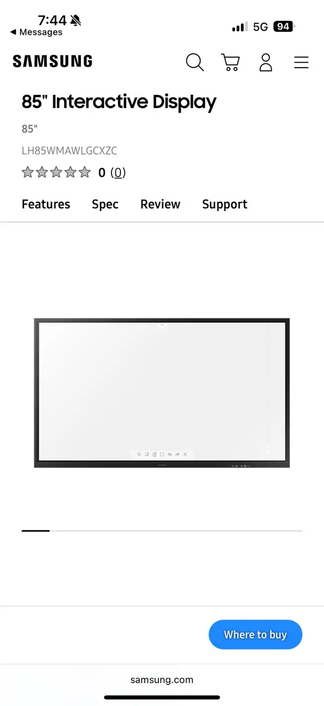 85" Samsung interactive tv