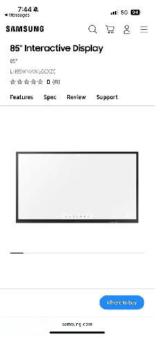 85" Samsung interactive tv