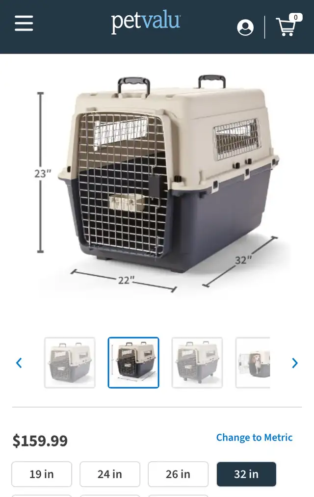 Dog Crate - 32" 40LBS - Plastic Carrier - Essentials
