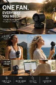 Portable Handheld Fan with Cooling Plate, 199-Speed - Photo 3
