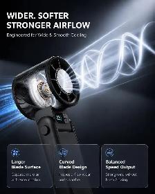 Portable Handheld Fan with Cooling Plate, 199-Speed - Photo 4