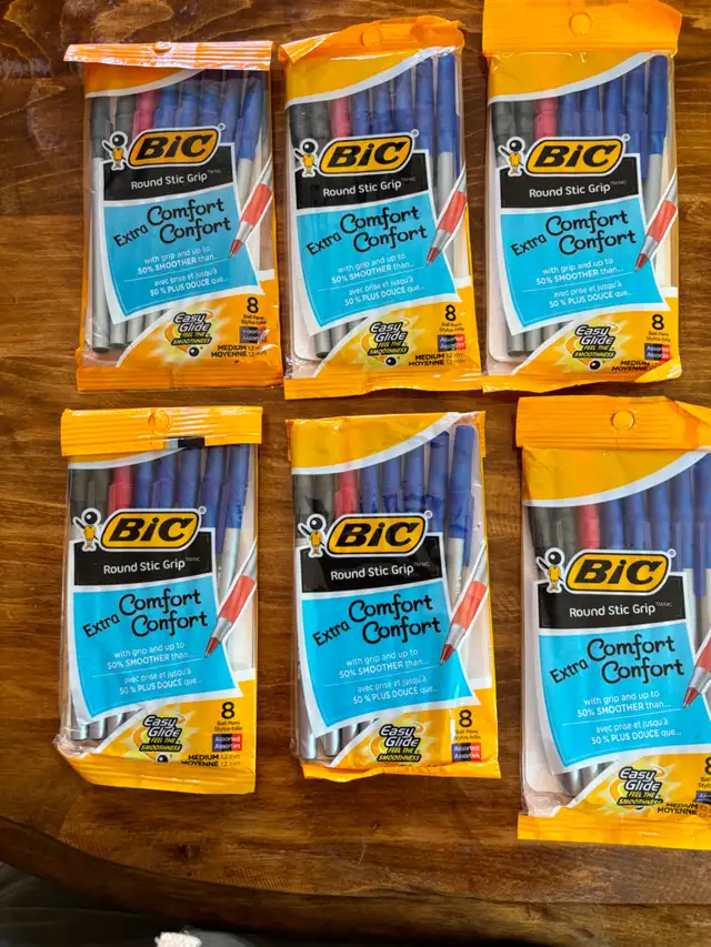 BIC Round Stick Grip Pens - 6 Packs of 8 !