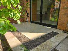 pave uni / muret / patio bois traite, composite / cloture